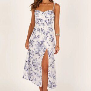 Petal & Pup Azelia Midi Slip Dress - Size 0 White + Blue - Worn Once / Like New